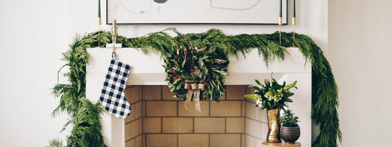 Holiday wreath adorning a mantel