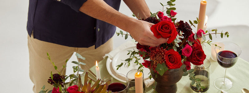 Close up of dark red flowers for Valentines Day 2023