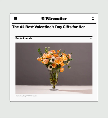 Wirecutter article on Valentine's Day gifts with a vase of flowers.
